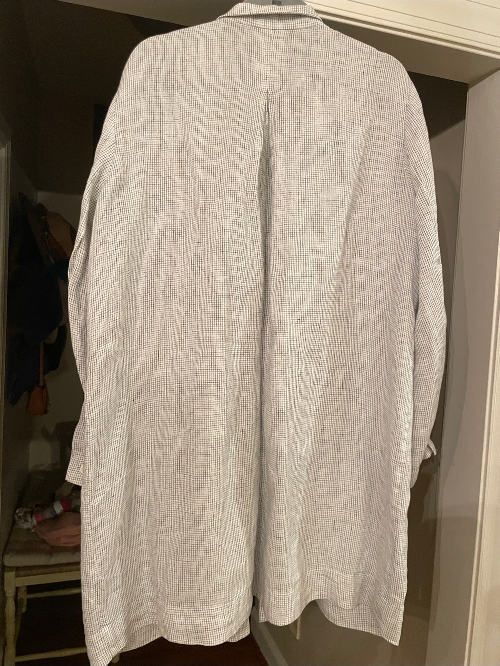 Eileen Fisher Light blue check 100% linen Relaxed Blazer & Pants Set XL - Picture 6 of 12